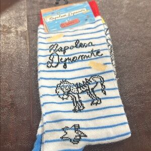 Napoleon Dynamite White & Blue Striped Socks